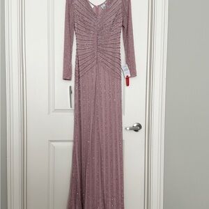 LARA Linear Beaded Long Sleeve Gown